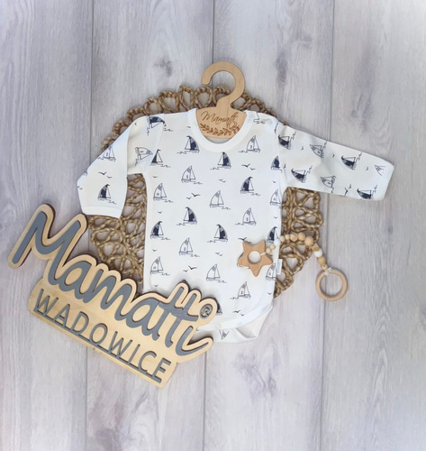 Mamatti BD16026 Body niemowlęce 86 statki – bawełniane body długi rękaw