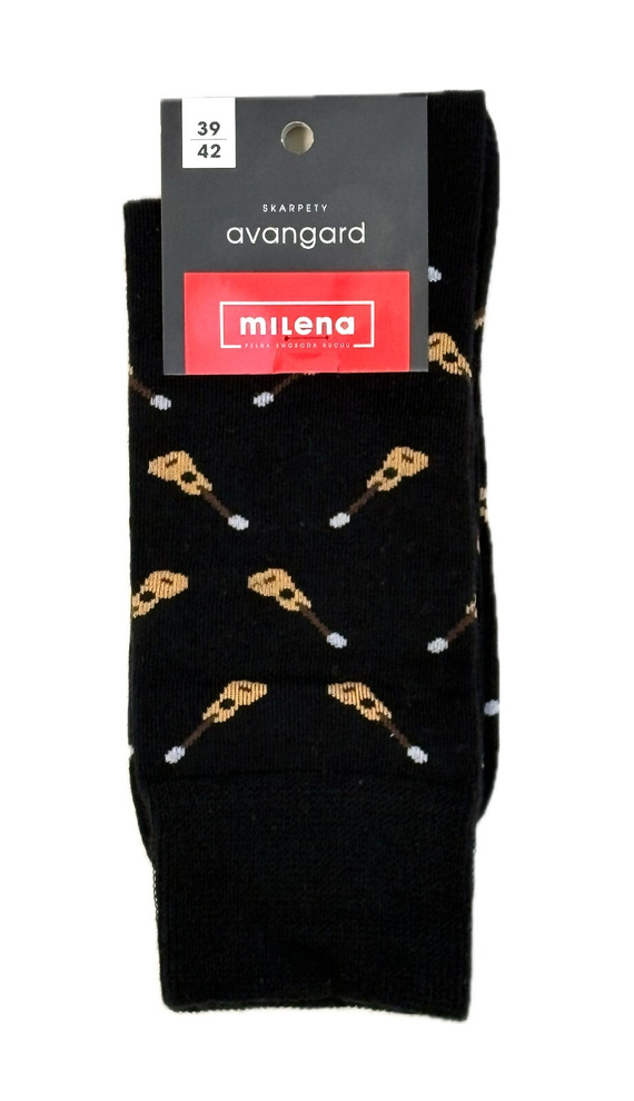 Skarpety męskie Milena Avangard 0125-122 – Małe Gitary | Bawełniane, bezuciskowe, polska produkcja - czarny