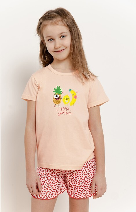 3384, 3385 Sweety Piżama dla dziewczynki Taro - morelowa