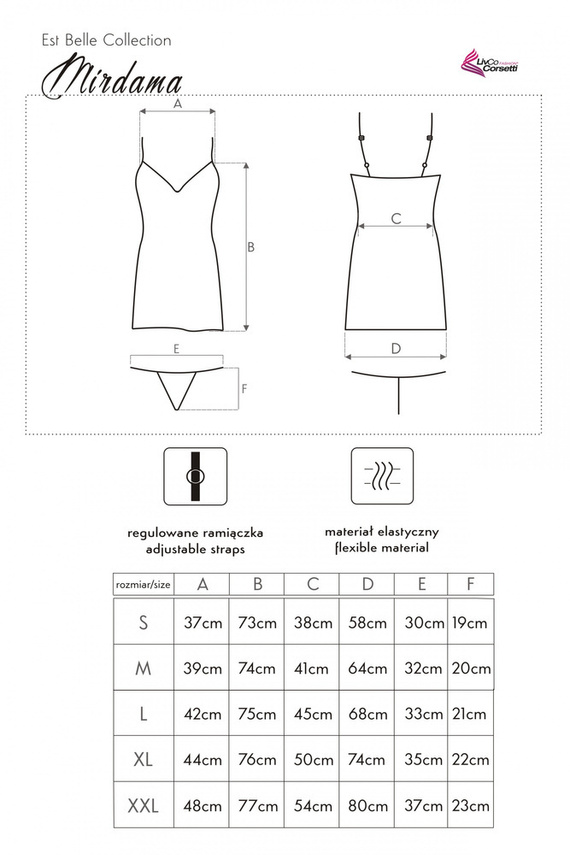 Mirdama Pearl LC 90519 Koszula damska + stringi LivCo Corsetti Fashion - pearl
