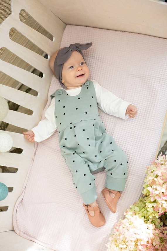 Tres Bien Ogrodniczki dla dziewczynki Pinokio - mięta druk