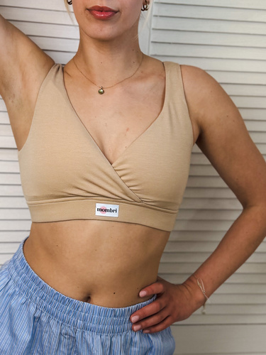 Mombri Klasyk Milk&Love nieprzemakalny biustonosz do karmienia beżowy