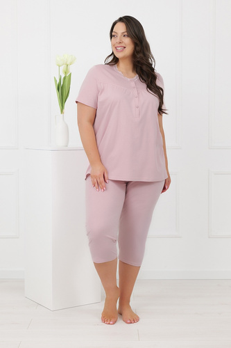 Hemaria Italian Fashion piżama damska bawełniana 3/4 plus size-różowy