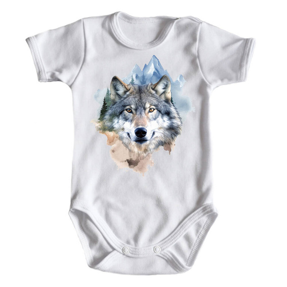 "Wilki" Body krótki rękaw Moocha biały