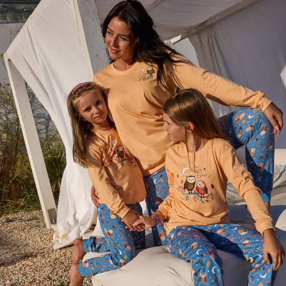 978/176, 978/176 Owls Piżama dziewczęca Cornette pomarańczowy