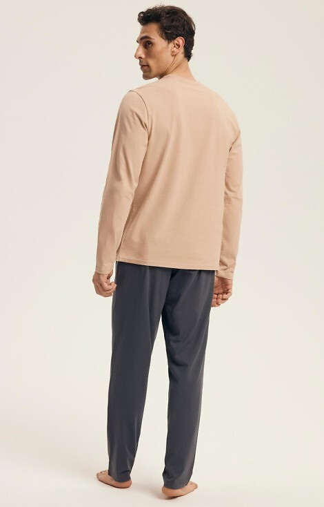 43474 Luro Piżama męska Henderson Core – bawełna, nadruk góry, dł. spodnie