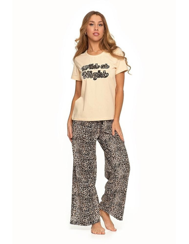 PDD4300-013 Piżama damska krótki rękaw Moraj - beżowy