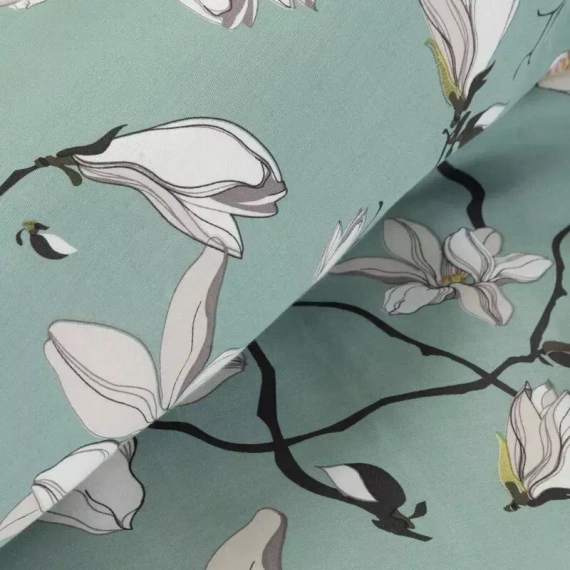 Spring 04 Kwiaty pościel satynowa Eurofirany miętowy