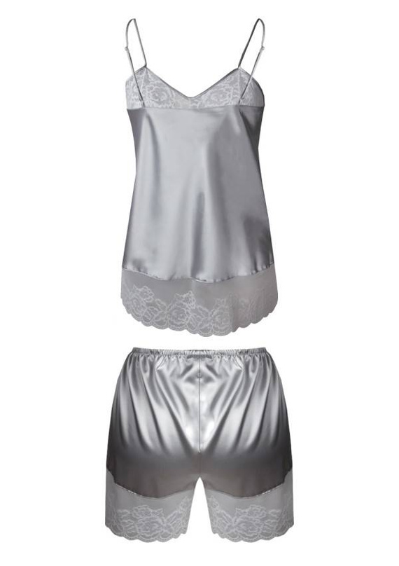 Isabella Komplet Damski Piżama DKaren - srebrny