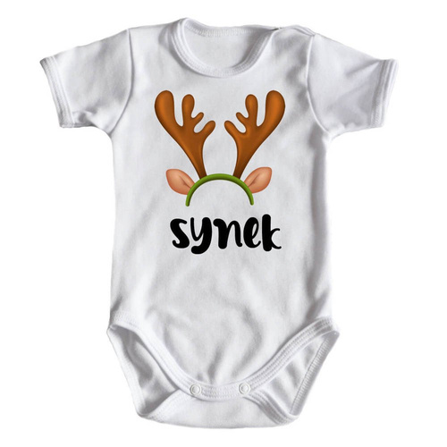 "Synek" body świąteczne krótki rękaw do zestawu MAMA TATA SYN Moocha biały 