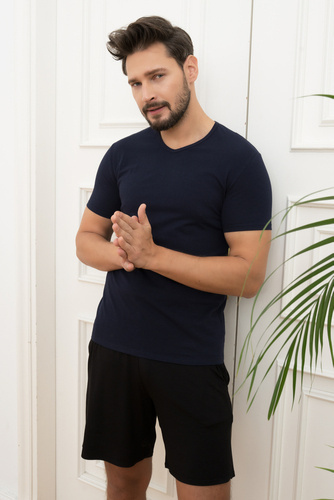 Ikar Koszulka męska, serek Italian Fashion - granat