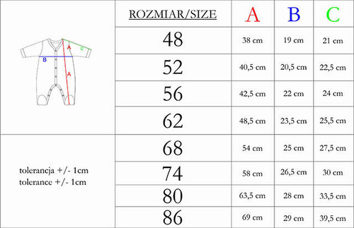 216032 Lala Pajac niemowlęcy Nicol  – bawełna prążkowana, bez stópek, zamek na skos