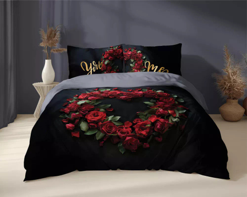 5287 A Holland Pościel bawełniana Ty i Ja You and Me Detexpol czarny