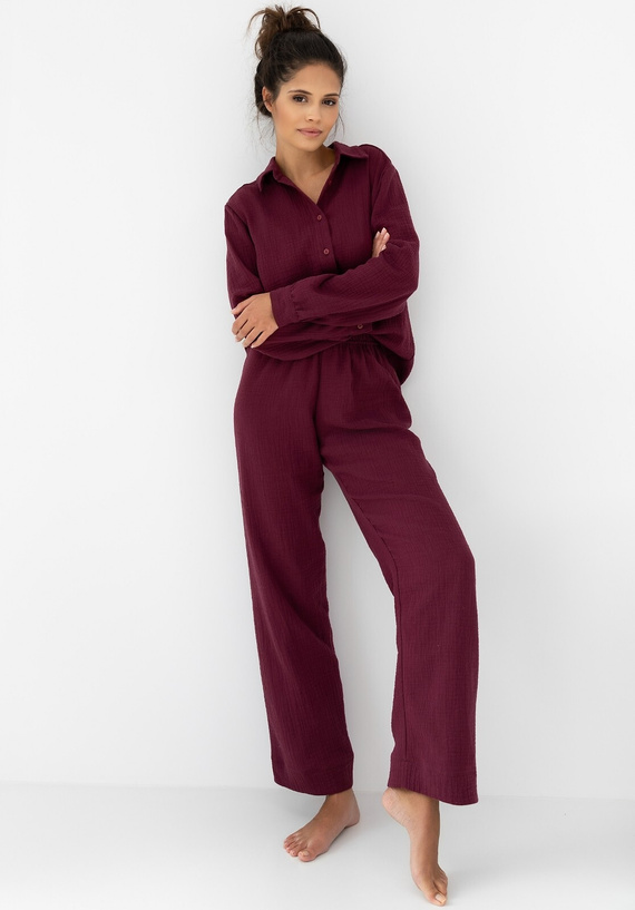 Piżama damska Colette Sensis – muślinowa bawełna, długi rękaw, zapinana na guziki