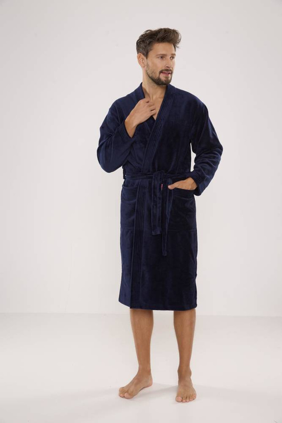 391 Hugo szlafrok męski De lafense - granatowy