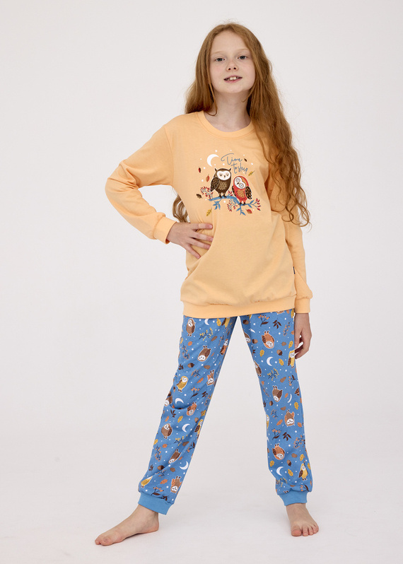 978/176, 978/176 Owls Piżama dziewczęca Cornette pomarańczowy