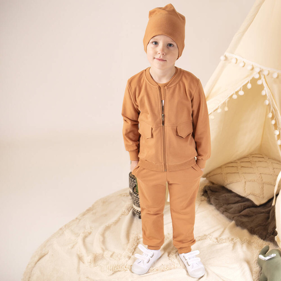 206276 Bruno Bluza dresowa zapinana na zamek Nicol - karmelowy