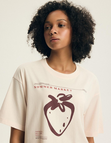 Piżama damska Henderson Evika 44474 – bawełniana, truskawki, szorty