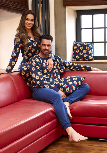 457/293 Teddy 6 Piżama męska Cornette  – świąteczna, granatowa, bawełna