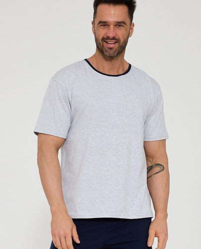 Cornette 338/53 piżama męska szara bawełna komfort krótki rękaw