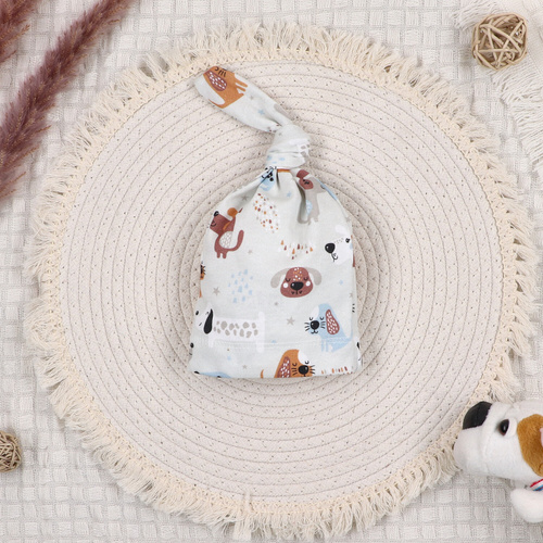 ABK-0027/PIE Psiaki Komplet niemowlęcy z bawełny organicznej Nini beżowy