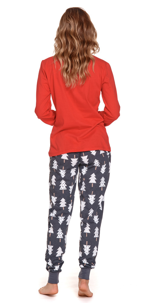 4312 "Good Vibes" Piżama Damska Doctor Nap - spruce red