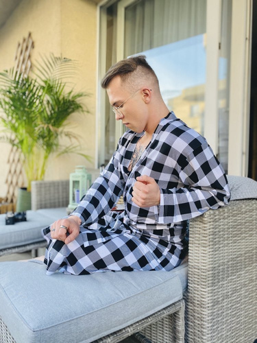 338 Krata Szlafrok męski / damski De Lafense - czarny/biały