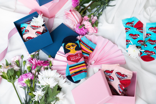 K89S Super Mama Skarpetki stopki Italian Fashion - granat/kolory