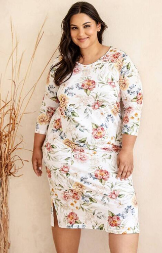 3263 Louisa Koszula nocna Taro-biały kwiaty