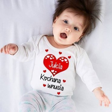 "KOCHANA WNUSIA z imieniem" Body długi rękaw Moocha biały