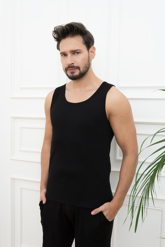 Paco Podkoszulek męski szerokie ramiączko Italian Fashion - czarny