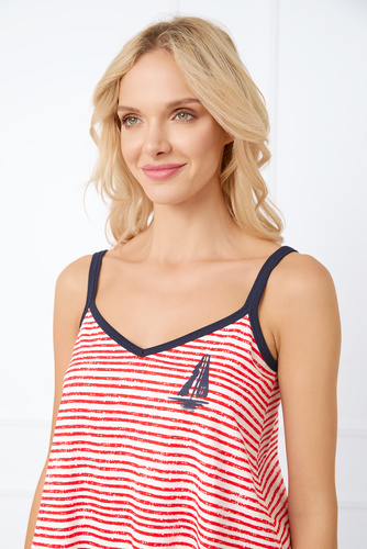 Flota Piżama Damska wąskie ramiączko, spodenki Italian Fashion - druk czerwony/granatowy 