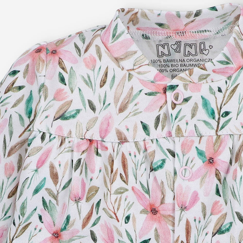 Pink Flowers Kaftanik niemowlęcy z bawełny organicznej Nini