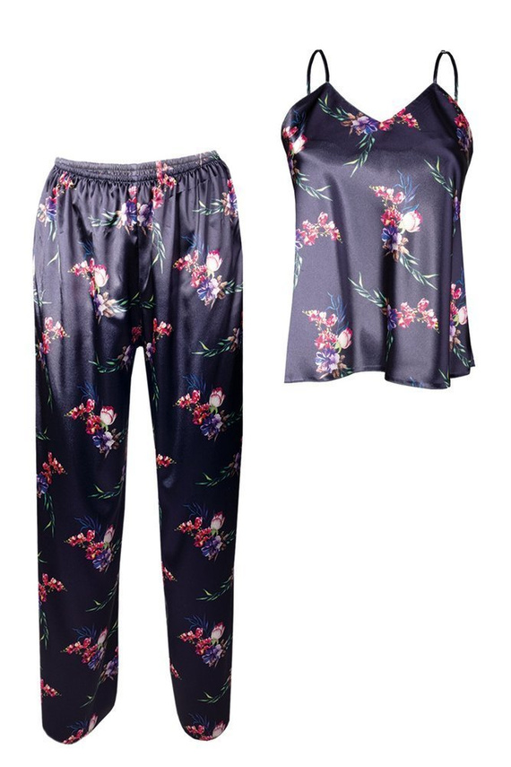 DK-KI Flowers Komplet Damski Piżama DKaren - DK-KI 9 granatowy