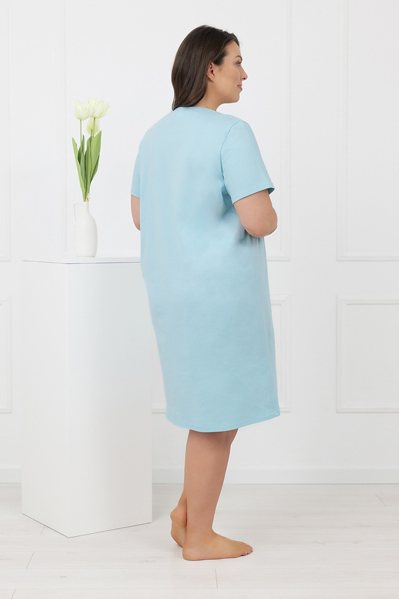 Hemaria Italian Fashion bawełniana koszula nocna damska plus size-turkusowa