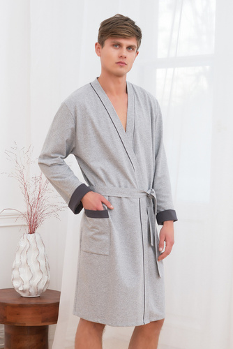 Gabriel Szlafrok męski z kieszeniami Italian Fashion- melanż/grafit