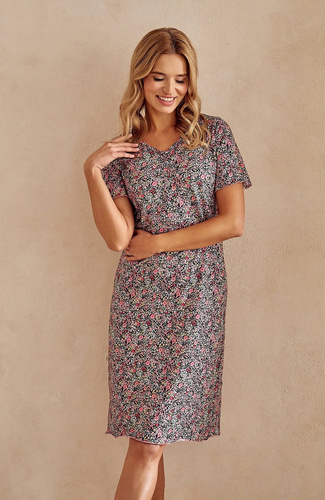 3094 Amara Koszula nocna Taro-czarny kwiaty