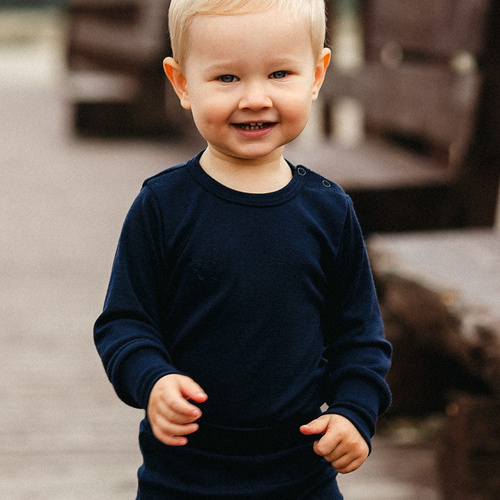 Merino Granatowe body dziecięce Eevi – wełna merynosów, termoregulacyjne