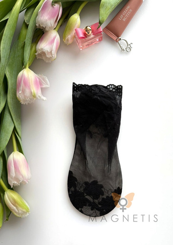 Skarpetki koronkowe damskie GC-251133 Magnetis – kwiatowy wzór, bawełniana podeszwa black