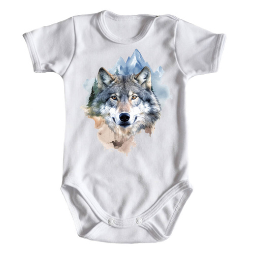 "Wilki" Body krótki rękaw Moocha biały