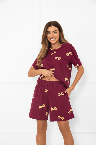 Kwadro Piżama damska Italian Fashion – bawełna, krótkie rękawy, kokardki