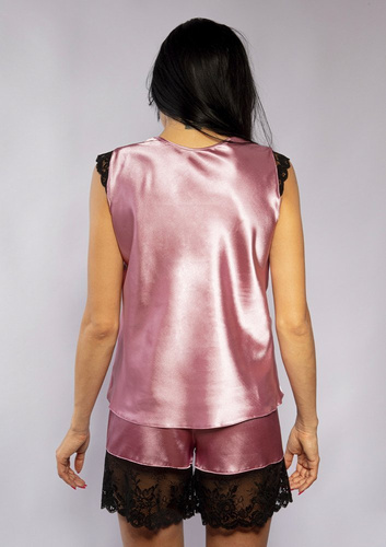 Skaylor Komplet Piżama Damska satynowa DKaren - wrzos/czarny