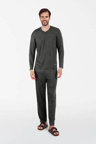 Akord Piżama Męska długi rękaw, długie spodnie Italian Fashion - c.melanż