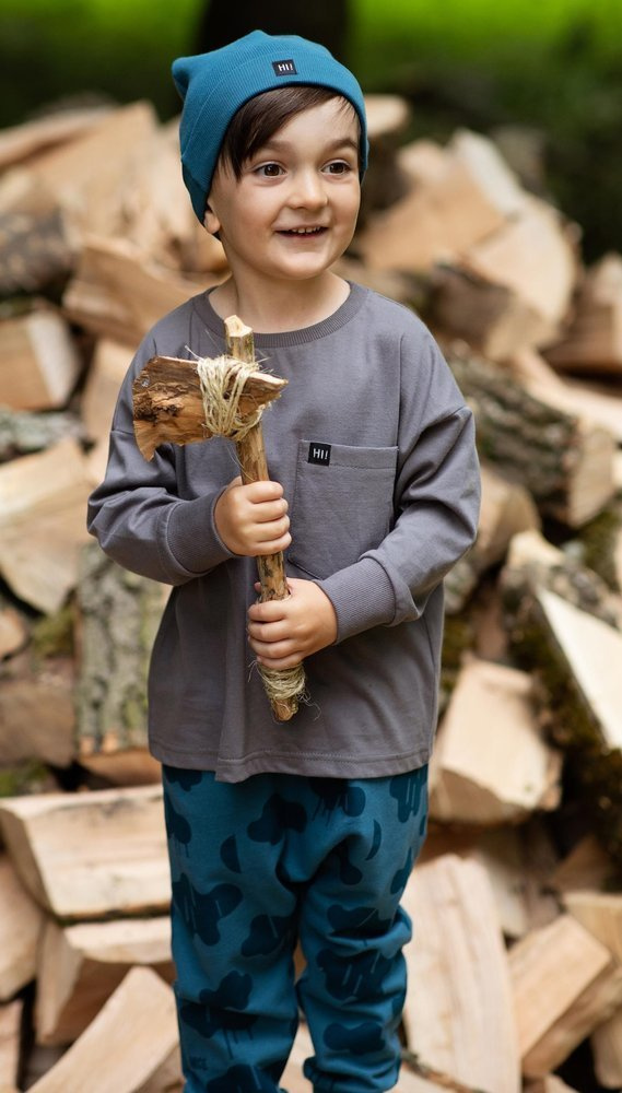 Teo Bluzka dla chłopca z kieszonką Pinokio - grafit