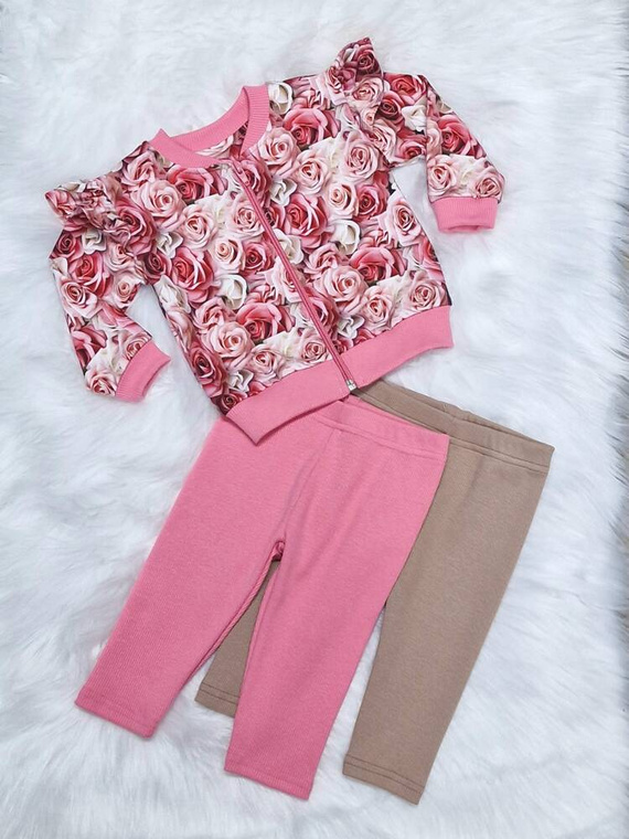 Rozalia legginsy prążek Bambarillo różowy