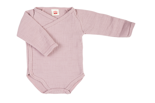 03252P "Bamboo Muslin Pink" Body dzidziuś rozpinane muślinowe Makoma