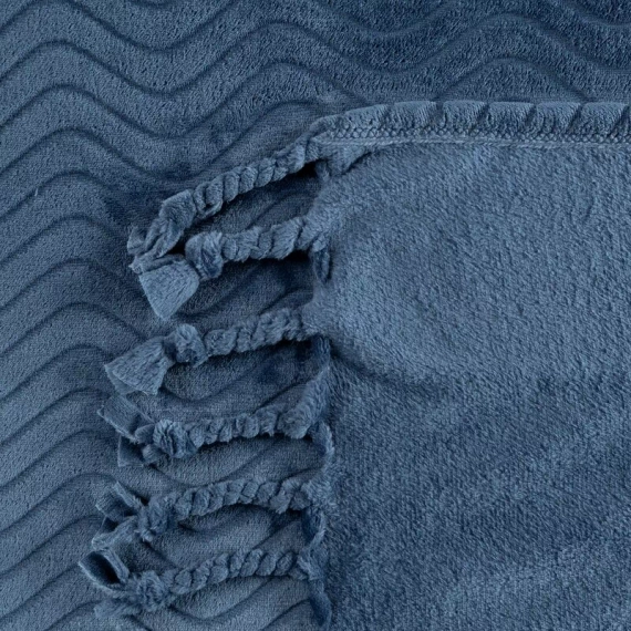 Emma Koc narzuta z frędzlami Eurofirany granatowy