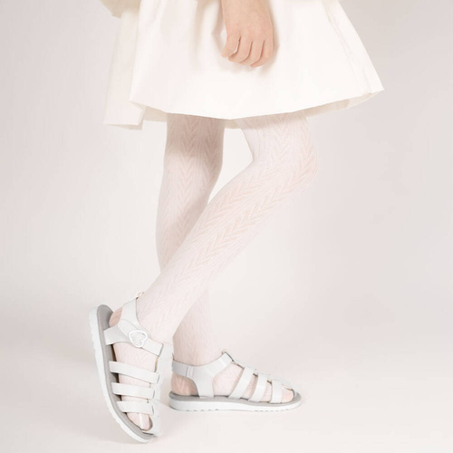 141805 Rajstopy żakardowe W3 Nicol - kremowy