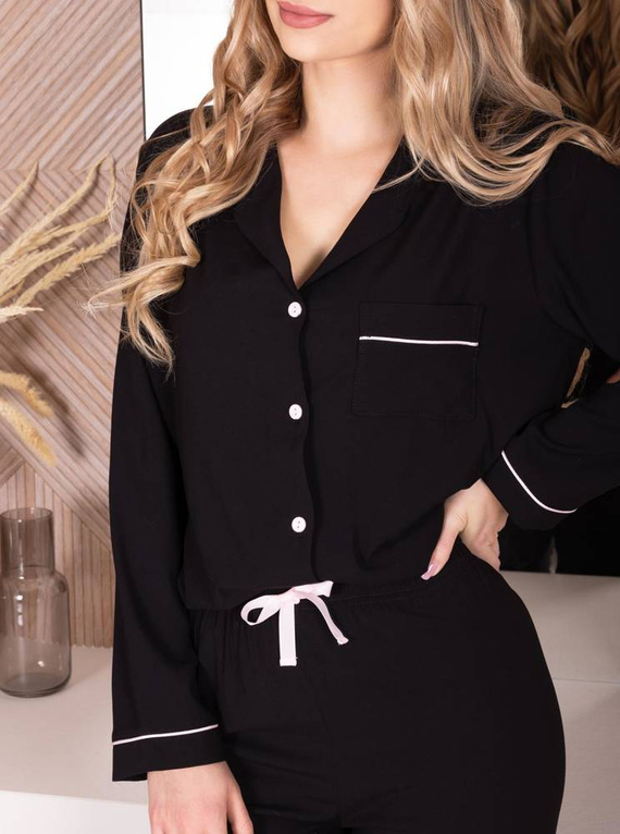 Paris piżama damska rozpinana Momenti Per Me black