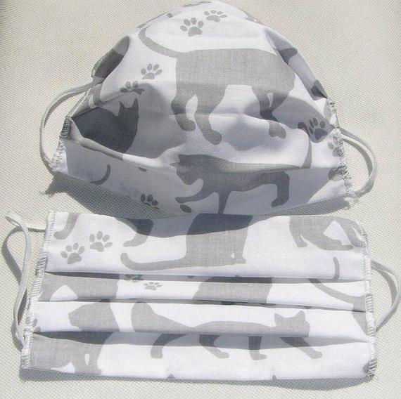 998E Maseczka dwuwarstwowa Karo - 51N kotki czarne